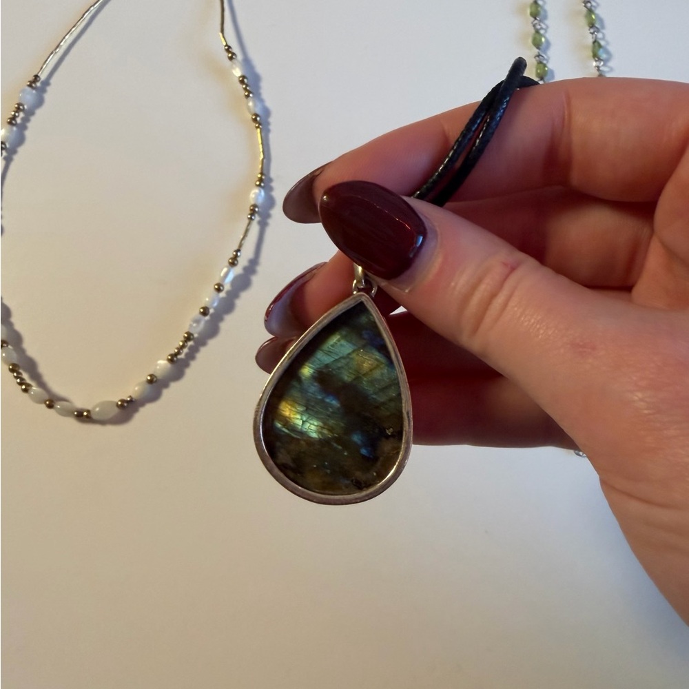 Labradorite teardrop pendant necklace